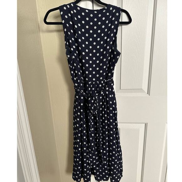 J. Crew Women's‎ Blue Elinor Dress Polka Dot Dress Cotton Linen Blend 12 - Picture 8 of 10